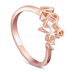 Shegrace 925 anillos de plata esterlina, anillo de promesa, palabra te amo, oro rosa, tamaño de 11, 20.8mm
