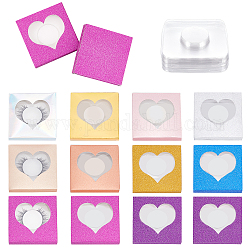 Boîtes pliantes en papier olycraft, boîte d'emballage de cils vide, avec fenêtre transparente, carrée, couleur mixte, 7.2x7.2x1.5 cm, 10 couleurs, 2 pcs / couleur, 20 pièces / kit