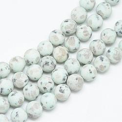 Natürliche Sesam Jaspis / Kiwi Jaspis Perlenstränge, matt, Runde, 10~11 mm, Bohrung: 1.5 mm, ca. 38~39 Stk. / Strang, 14.9 Zoll