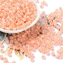 6/0 Perlas de semillas de vidrio, Ceilán, redondo, salmón claro, 4mm, agujero: 1.2 mm, aproximamente 4500 unidades / libra