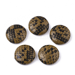 Cabochons aus Lederimitat, mit Alu-Boden, Flachrund, Platin Farbe, Kamel, 15x5 mm