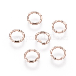 304 in acciaio inox anelli di salto aperto, oro roso, 18 gauge, 7x1mm, diametro interno: 5mm