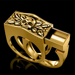 2Pcs 2 Style Rectangle with Skull Couples Matching Finger Rings, Alloy Gothic Trendy Promise Jewelry for Best Friend Lovers, Antique Golden, US Size 8(18.1mm)