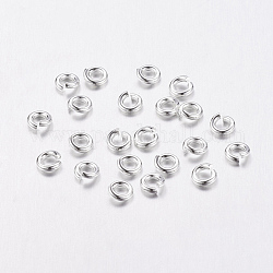 Jewelry Findings, Cadmium Free & Nickel Free, Brass Open Jump Rings, Silver Color Plated, 18 Gauge, 4x1mm, Inner Diameter: 2mm, about 7690pcs/500g