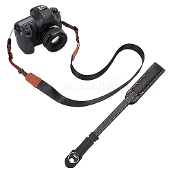 Wadorn 1セットのナイロン製カメラネックストラップ  1pc pu レザーカメラハンドル  カメラ リストレット ストラップ  ブラック  リストレットストラップ: 230x11~22mm