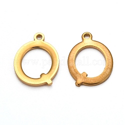 Ion Plating(IP) 304 Stainless Steel Alphabet Charms, Golden, Letter.Q, 12.5x9x1mm, Hole: 1mm