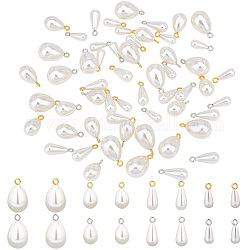 PH Pandahall 64 Stück tropfenförmige Perlenanhänger, 4 Größen Imitationsperlen-Charms mit Schlaufen, weiße Tropfen-Perlenanhänger für baumelnde Ohrringe, Halsketten, Armbänder, Schmuckherstellung