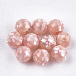 Resin Beads, with Pink Shell, Round, Pink, 12mm, Hole: 1mm