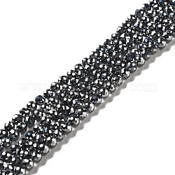 Brins de perles en pierre térahertz naturelle, ronde, facette, 4mm, Trou: 0.6mm, Environ 98~100 pcs/chapelet, 15.55'' (39.5 cm)