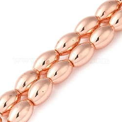 Brins de perles d'hématite magnétiques synthétiques galvanisées, ovale, rose plaqué or, 13x8.5mm, Trou: 1mm, Environ 32 pcs/chapelet, 16.14'' (41 cm)