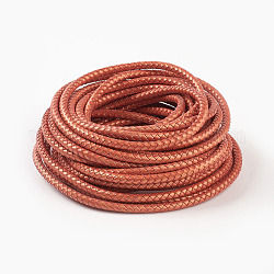 Braided Leather Cord, Leather Jewelry Cord, Jewelry DIY Making Material, Dyed, Round, Chocolate, 6mm, about 10.93 yards(10m)/bundle