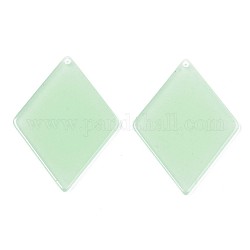 Colgantes translúcidos de acetato de celulosa (resina), color sólido, rombo, verde claro, 42x31x2mm, agujero: 1.5 mm
