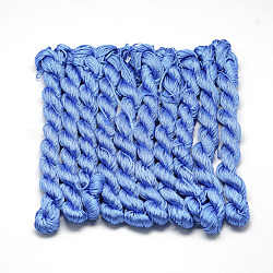 Câblés en polyester tressé, bleu moyen, 1mm, environ 28.43 yards (26m)/paquet, 10 faisceaux / sac