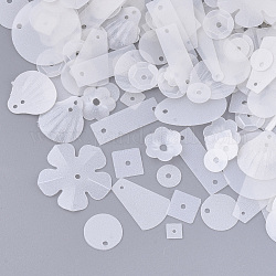 Accessoires ornement, paillette / paillettes en plastique pvc, mat, formes mixtes, blanc, 5.5~33.5x3.5~19.5x0.3~2.5mm, Trou: 0.9~1.6mm