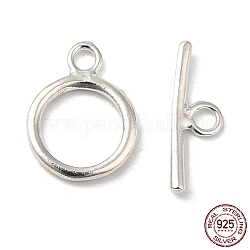925 Ringknebelverschluss aus Sterlingsilber, Ring: 11.5x8.5 mm, Bar: 12x4 mm, Bohrung: 1.8 mm