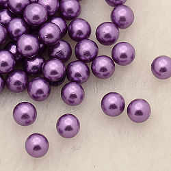 Perles rondes en imitation de plastique ABS sans trou, teinte, orchidée noire, 4mm, environ 5000 pcs / sachet 