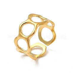 Placage ionique (ip) 304 anneau de manchette ouvert en acier inoxydable pour femme, véritable 18k plaqué or, nous taille 6 1/2 (16.9mm)