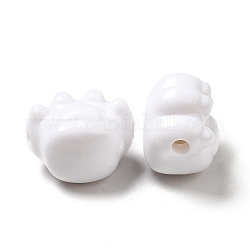 Perles acryliques opaques, griffe, blanc, 16x18.5x13mm, Trou: 2.5mm, environ 217 pcs/500 g