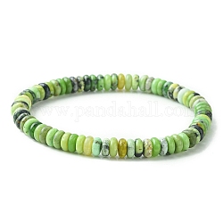 Bracelets extensibles en perles rondes et plates en jade serpentin naturel, diamètre intérieur: 2-1/4 pouce (5.7 cm)