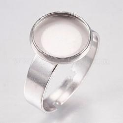 304 base de anillo de placas de acero inox, ajustable, plano y redondo, color acero inoxidable, Bandeja: 10 mm, 7 tamaño (17 mm)