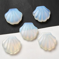 Opalite Carved Shell Figurines, for Home Office Desktop Feng Shui Ornament, 30~30.5x30x8~8.5mm