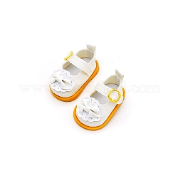 Chaussures à nœud papillon en cuir pu, Pour accessoires de poupées filles américaines de 18 pouce, blanc, 55x30mm