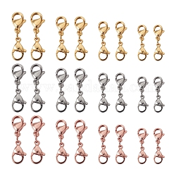 Yilisi 24Pcs 4 Style 304 Stainless Steel Lobster Claw Clasps, Mixed Color, 19~30x6~9x4.5~5mm, 6pcs/style