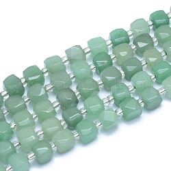 Chapelets de perles en aventurine vert naturel, facette, cube, alice bleu, 7.5~9x7.5~9x7.5~9mm, Trou: 0.8mm, Environ 37 pcs/chapelet, 15.35 pouce (39 cm)