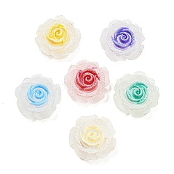Translucent Resin Cabochons, AB Color Flower, Mixed Color, 26x26x10mm