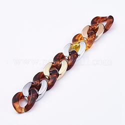 Imitación de piedras preciosas estilo hecho a mano acrílico bordillo cadenas, con anillo de unión de plástico ccb, chocolate, link: 29x21x6 mm, aproximadamente 39.37 pulgada (1 m) / hebra