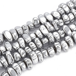 Chapelets de perles en hématite synthétique sans magnétiques, pépites, platinée, 5~10x4.5~5.5x4mm, Trou: 1mm, Environ 105 pcs/chapelet, 14.9 pouce