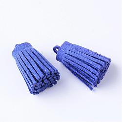 Decoraciones colgante borla cordón de gamuza sintética, azul, 34x14~15mm, agujero: 3 mm