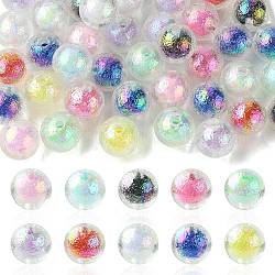 50pcs perles acryliques transparentes, Perle en bourrelet, ronde, couleur mixte, 16x15mm, Trou: 2.5mm