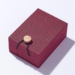 Коробочки для ожерелий из мешковины и бархата, квадратный, темно-красный, 10.5x7.6x4.3 см