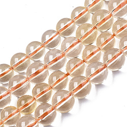 Synthétiques perles citrine brins, teinte, ronde, 7mm, Trou: 0.9mm, Environ 57 pcs/chapelet, 15.55 pouce (39.5 cm)