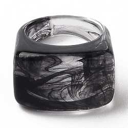Anillos de resina, estilo de imitación de piedras preciosas, Rectángulo, negro, nosotros tamaño 6, diámetro interior: 17 mm