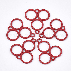 Lackiert Legierung Verbinder, drei Ringe, rot, 21x23x1.5 mm, Bohrung: 2 mm