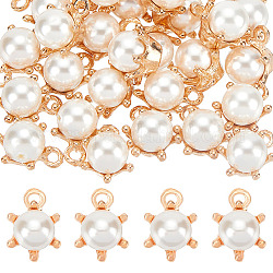 Encantos redondos de perlas de concha, con la corona de la aleación, la luz de oro, 14.5x10.5x6mm, agujero: 2 mm