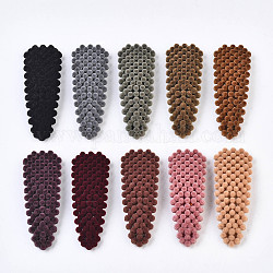 Флокированные акриловые заколки для волос на кнопках, с железной фурнитурой, разноцветные, 75x28x8 мм