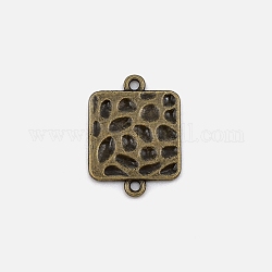 Connettori di collegamenti in lega di zinco stile tibetano,  cadmio& piombo libero, quadrato, bronzo antico, 26x19x1.5mm, Foro: 1.8 mm