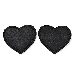 Patchs auto-adhésifs en simili cuir brodés informatisés, coller sur patch, accessoires de costumes, appliques, cœur, noir, 37x40.5x1.5mm