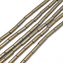 Column Natural Pyrite Beads Strands, 13x4mm, Hole: 1mm, about 30pcs/strand, 15.7 inch