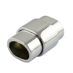Rectangle Alloy Magnetic Clasps with Glue-in Ends for Jewelry Making, Platinum, 18x15x11.5mm, Hole: 10x7mm