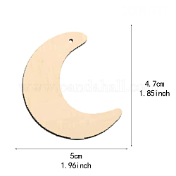 Holzanhänger, Ohrringzubehör, Mond, rauchig, 47x50 mm, Bohrung: 1.5 mm, 50 Stück / Set