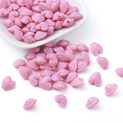 Perles acryliques opaques, cœur, rose, 11x11x7mm, Trou: 1.5mm, environ 1420 pcs/500 g