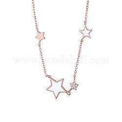 Shegrace 925 collares con colgante de plata esterlina, con estrellas de esmalte, oro rosa, 15.7 pulgada