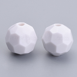 Opake Legierung Perlen, facettiert, Runde, weiß, 4x4 mm, Bohrung: 1 mm, ca. 1350 Stk. / 50 g