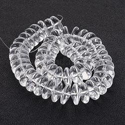 Glass Beads Strands, Disc, Clear, 7x15mm, Hole: 1mm, about 50pcs/strand, 13inch
