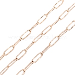 304 Stainless Steel Paperclip Chains, Soldered, with Spool, Rose Gold, 66x61mm, 12x4x1mm, about 32.8 Feet(10m)/roll