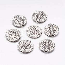 Tibetan Style Alloy Beads, Lead Free & Cadmium Free & Nickel Free, Flat Round, Antique Silver Color, Size: about 19mm in diameter, 4mm thick, hole: 1.5mm